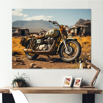 Rustic Adventure Motorcycle - Motorcycle Canvas Wall Art